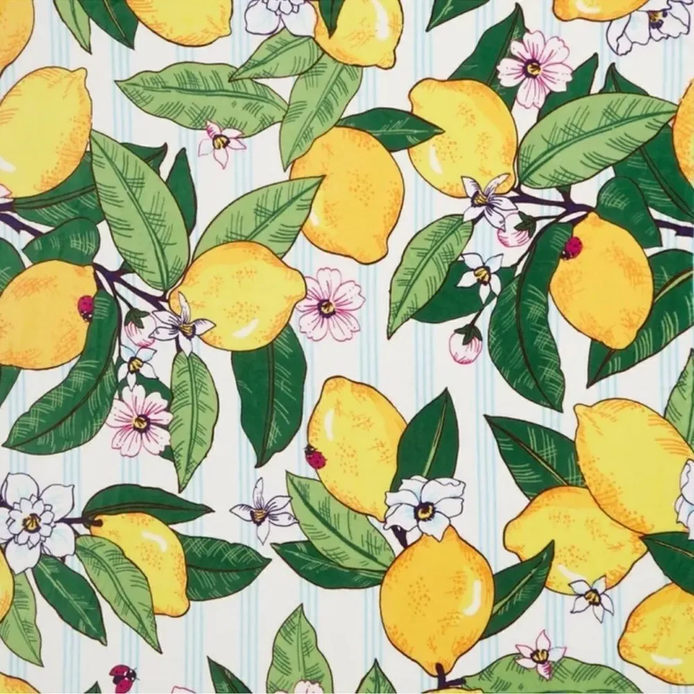 Vera Bradley Lemon Grove White Blue Yellow Green Oversized Plush Throw Blanket